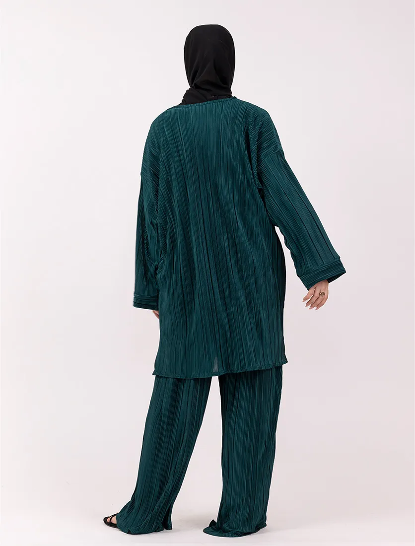 Green Midi Plisse Co Ord